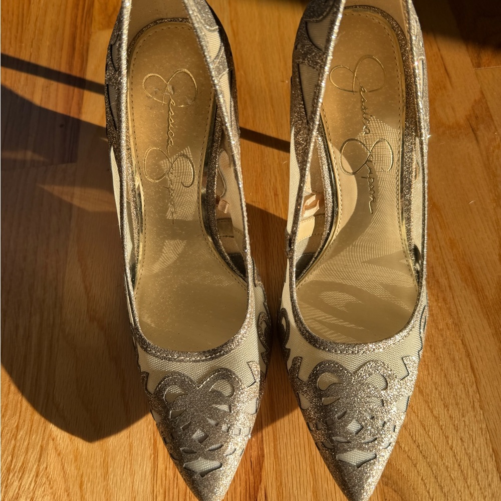 Jessica Simpson Gold/Bronze Mesh Heels size 6 New